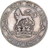 1917 Sixpence - George V British Silver Coin