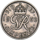 1952 Sixpence - George VI British  Coin - Nice