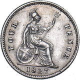 1837 Groat (Fourpence) - William IV British Silver Coin - Very Nice