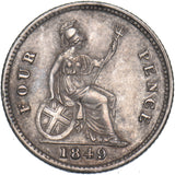 1849 Groat (Fourpence) - Victoria British Silver Coin - Nice