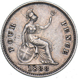 1888 Groat (Fourpence) - Victoria British Silver Coin - Nice
