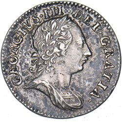 1762 Threepence - George III British Silver Coin - Very Nice