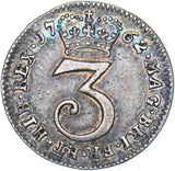 1762 Threepence - George III British Silver Coin - Very Nice