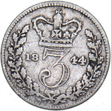 1844 Threepence - Victoria British Silver Coin