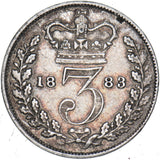 1883 Threepence - Victoria British Silver Coin - Nice