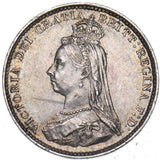 1887 Threepence - Victoria British Silver Coin - Very Nice