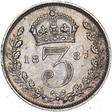 1887 Threepence - Victoria British Silver Coin - Very Nice