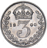 1900 Threepence - Victoria British Silver Coin - Very Nice