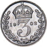 1902 Threepence - Edward VII British Silver Coin - Superb
