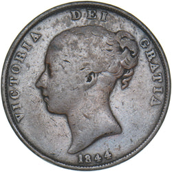 1844 Penny - Victoria British Copper Coin
