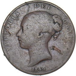 1849 Penny - Victoria British Copper Coin