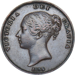 1854 Penny (PT) - Victoria British Copper Coin - Nice