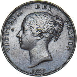 1856 Penny (PT) - Victoria British Copper Coin - Nice
