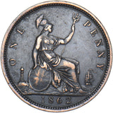 1862 Penny - Victoria British Bronze Coin - Nice