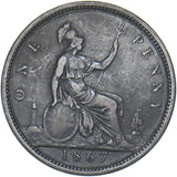 1867 Penny - Victoria British Bronze Coin - Nice