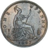 1887 Penny - Victoria British Bronze Coin - Very Nice