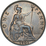 1901 Penny - Victoria British Bronze Coin - Very Nice