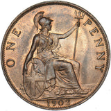 1902 Penny (Low Tide) - Edward VII British Bronze Coin - Superb