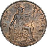 1902 Penny - Edward VII British Bronze Coin - Very Nice