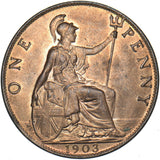 1903 Penny - Edward VII British Bronze Coin - Superb