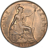 1907 Penny - Edward VII British Bronze Coin - Superb