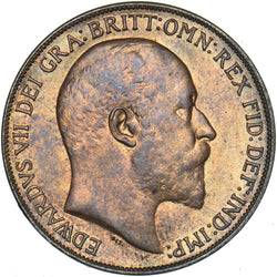 1908 Penny - Edward VII British Bronze Coin - Very Nice