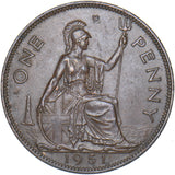 1951 Penny - George VI British Bronze Coin - Nice
