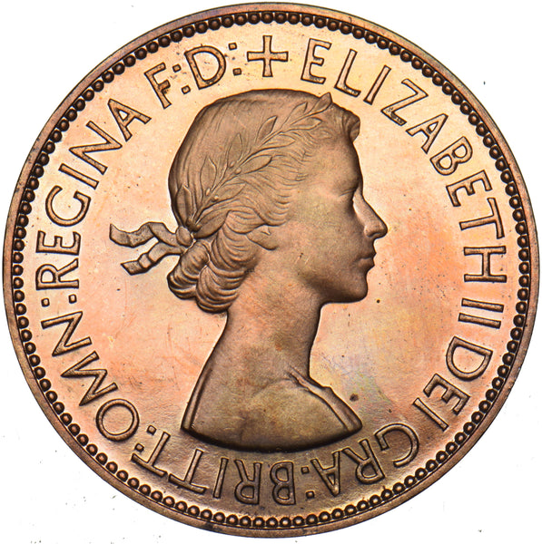 1953 Proof Penny - Elizabeth II British Bronze Coin - Superb