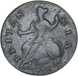 1739 Halfpenny - George II British Copper Coin