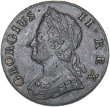 1743 Halfpenny - George II British Copper Coin - Nice