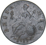1743 Halfpenny - George II British Copper Coin - Nice