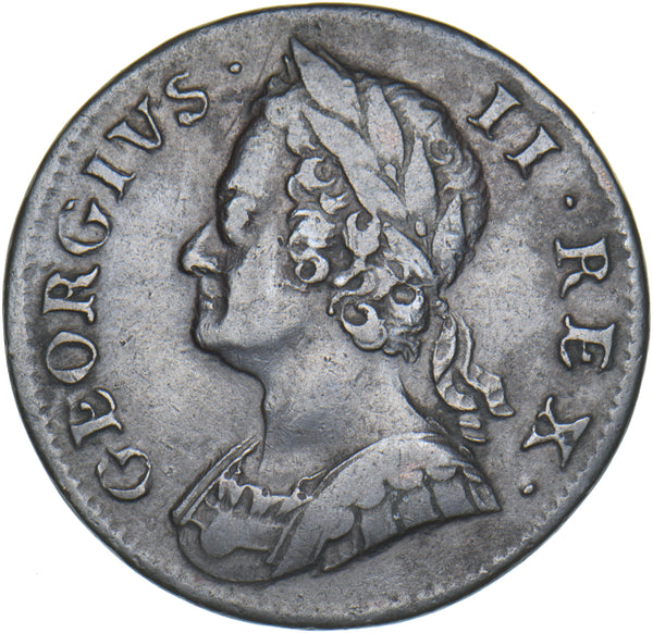 1751 Halfpenny - George II British Copper Coin - Nice