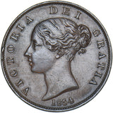 1854 Halfpenny - Victoria British Copper Coin - Very Nice