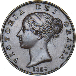 1859 Halfpenny - Victoria British Copper Coin - Very Nice