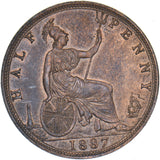 1887 Halfpenny - Victoria British Bronze Coin - Very Nice