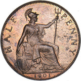 1901 Halfpenny - Victoria British Bronze Coin - Superb