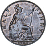 1903 Halfpenny - Edward VII British Bronze Coin - Very Nice