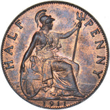 1911 Halfpenny - George V British Bronze Coin - Superb