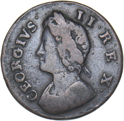 1735 Farthing - George II British Copper Coin