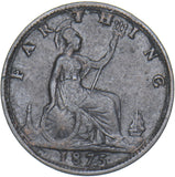1875 Farthing (No H, Large Date) - Victoria British Bronze Coin