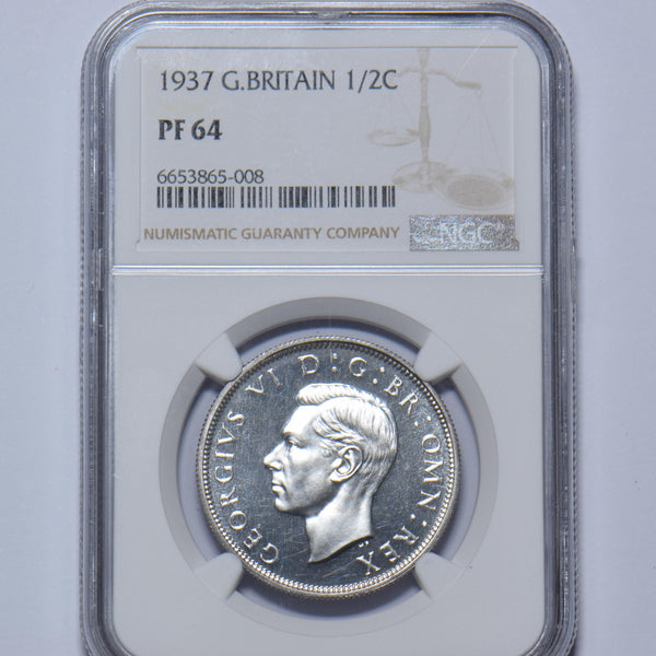 1937 Proof Halfcrown (NGC PF 64) - George VI British Silver Coin - Superb