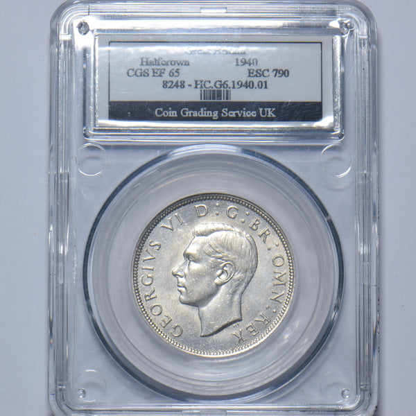 1940 Halfcrown (CGS 65) - George VI British Silver Coin - Very Nice