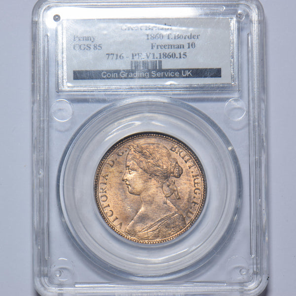 1860 Penny (CGS 85) - Victoria British Bronze Coin - Superb