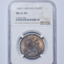 1868 Penny (NGC MS 62 BN) - Victoria British Bronze Coin - Superb