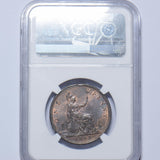 1868 Penny (NGC MS 62 BN) - Victoria British Bronze Coin - Superb