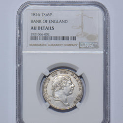 1816 Eighteenpence Bank Token (NGC AU Details) - George III British Silver Coin