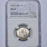 1902 Shilling (NGC MS 62) - Edward VII British Silver Coin - Superb