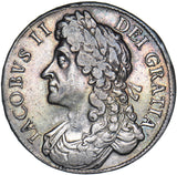 1686 Crown - James II British Silver Coin - Nice