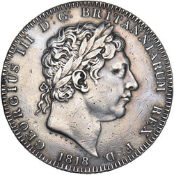 1818 LVIII Crown (Edge Filled) - George III British Silver Coin - Nice