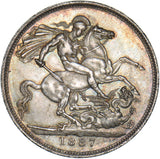 1887 Crown - Victoria British Silver Coin - Superb